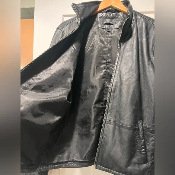 John Varvatos Black Sheepskin Leather Jacket - Men's Small - Soft & Sleek